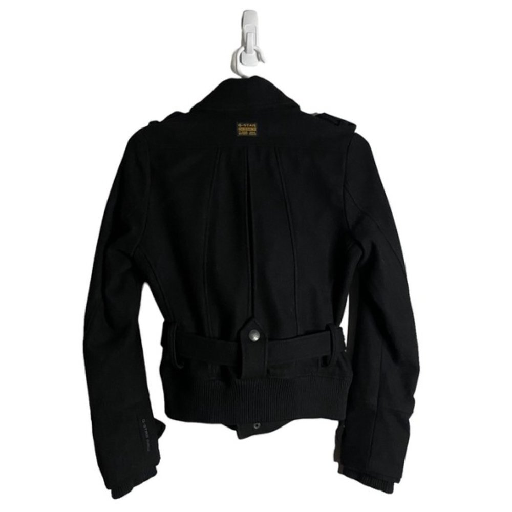 G-Star RAW Women's Black Full Zip Wool Belted Moto Jacket - Picture 14 of 14